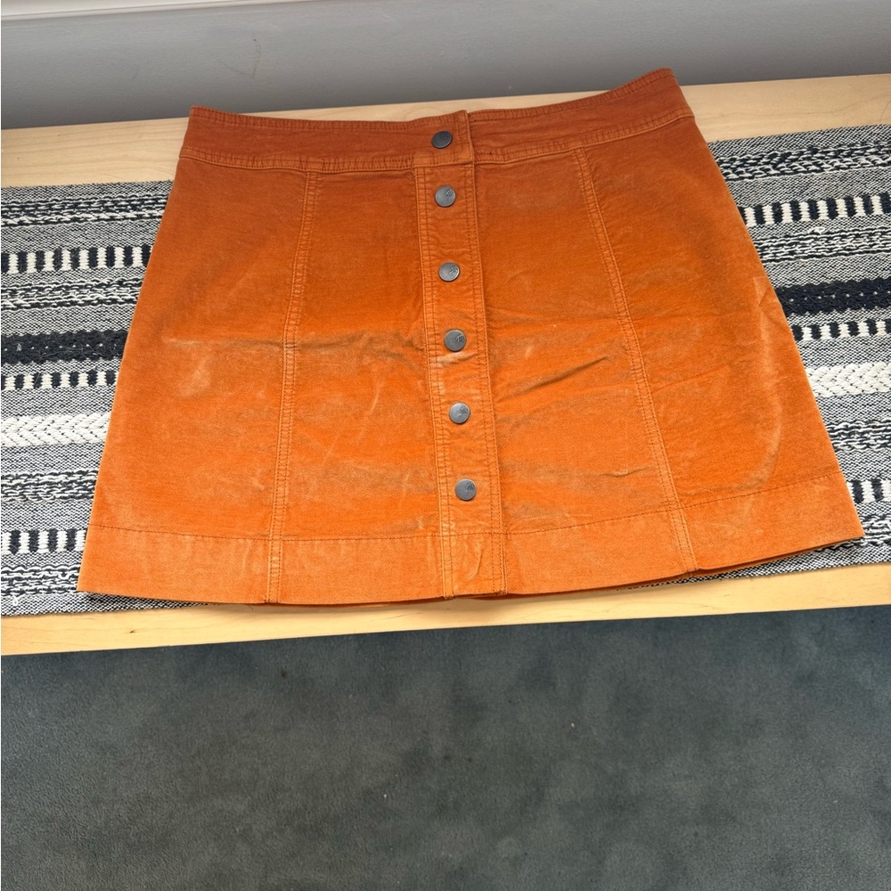 Madewell Orange Button-Front Mini Skirt